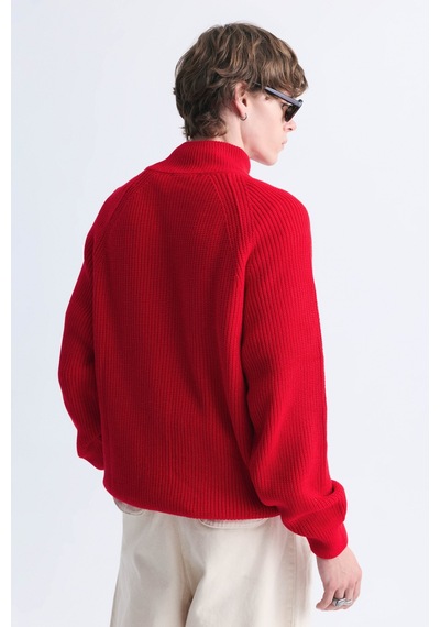 Vamos Fermuar Kapama Dik Yaka Sweatshirt Kırmızı