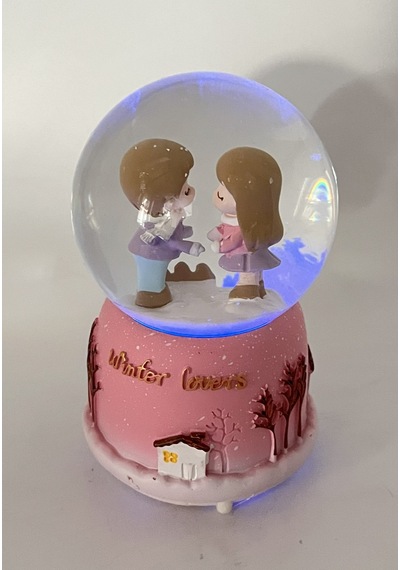 Winter Lovers - Kış Aşıkları Işıklı Ve Müzikli Kar Küresi Pembe