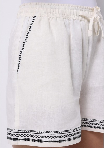 Colin's Colins Regular Fit Yüksel Bel Nakışlı Kadın Beyaz Şort Cl1074278 Q1.v1 Wht Beyaz