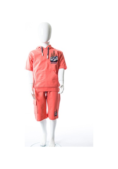 Xo Kids Erkek Çocuk Yazlık 2li Alt Üst Takım Tişort + Şort 2-7 Yaş 3222 Coral