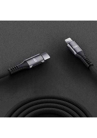 Juo JCBK272-B 27w Usb Type-c To Lightning Örgülü Hızlı Şarj Ve Data Kablosu 2 M