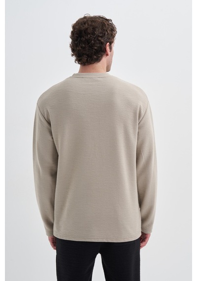 Cazador 50690 Erkek Bisiklet Yaka Sweatshirt Bej