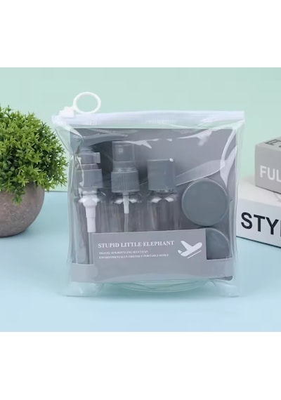 Mucit Home Çantalı Seyahat Seti Renkli Şeffaf Doldurulabilir Şişe Ve Krem Kabı Uçak Ve El Bagajı Uyumlu