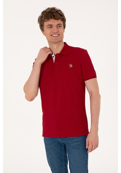 U.S. Polo Assn. Erkek Slim Fit Polo Yaka Bordo Basic Tişört 50310669-VR014