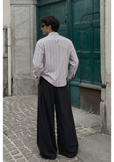 Tarz Cool Erkek Keten Karışımlı Oversize Çizgili Gömlek Çizgili Rahat Kalıp Yazlık Uzun Kollu Gömlek Pembe Tarz Cool Erkek Keten Karışımlı Oversize Çizgili Gömlek Çizgili Rahat Kalıp Yazlık Uzun Kollu Gömlek Pembe