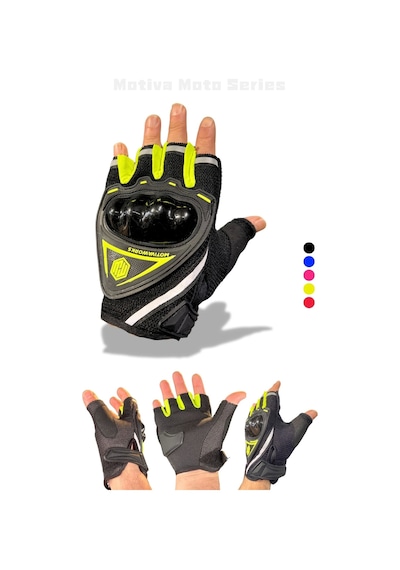 Motiva Neon Sarı Kısa Yarım Parmak Motosiklet Bisiklet Eldiveni Mw120n