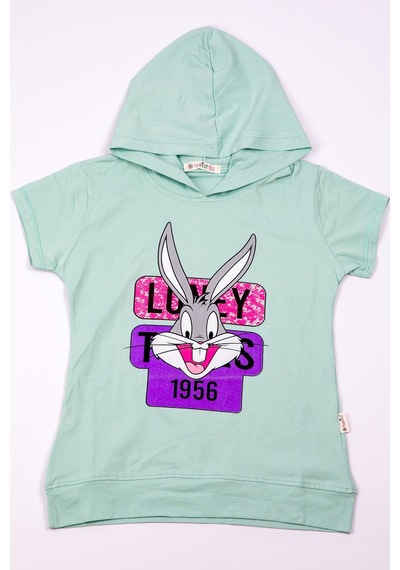 Hçm Kız Çocuk Tshirt Tavşan Baskılı A3 Suyesılı