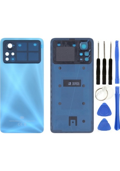 Xiaomi Poco Pocophone X4 Pro 5g Uyumlu Kamera Camlı Arka Pil Kapağı Mavi + Tamir Seti Çok Renkli