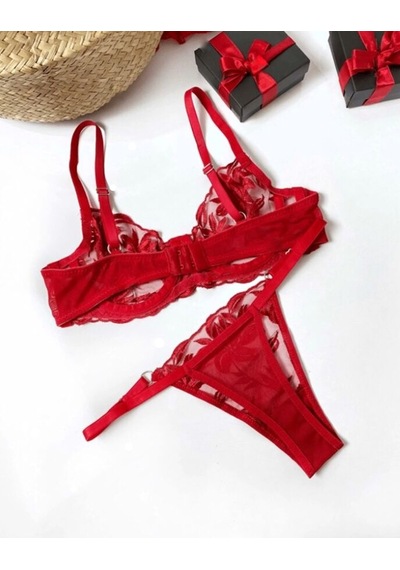 La Linaa Mona Kıtmızı Kadın Bralet Takım Kırmızı