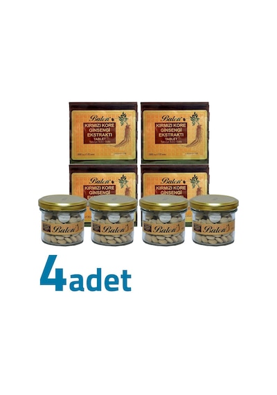 Balen Kırmızı Kore Ginsengi Ekstraktı Tahta Kutulu 600mg X 120 Tablet X 4 Kutu