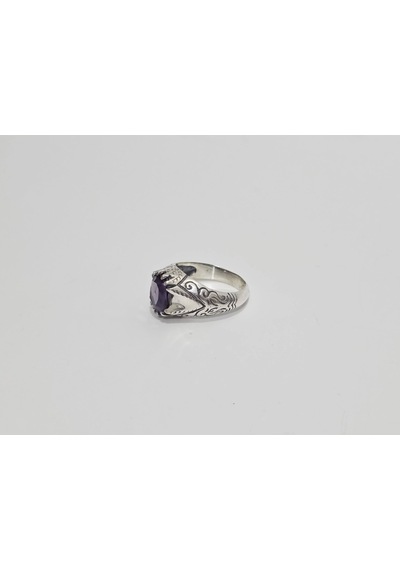 Ametist Taşlı 925 Ayar Gümüş Yüzük 9,15 Gram