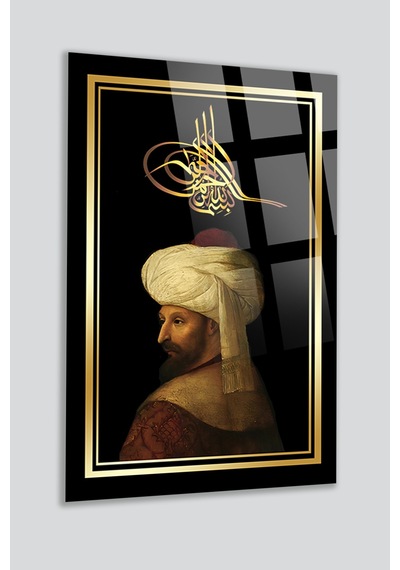 Fatih Sultan Mehmet Osmanlı Padişah Lüks Kırılmaz Cam Tablo Ev Ofis İş Yeri Hediryesi