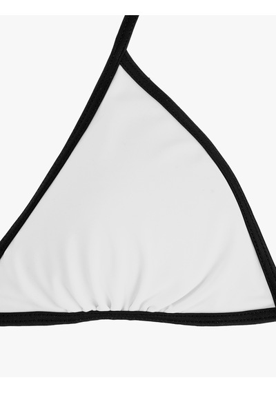 Koton Kontrast Biyeli V Yaka Boyundan Bağlamalı Üçgen Bikini Üstü Beyaz 6sak10302mm