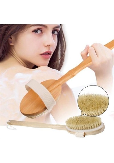 Doğal At Kılı Selülit Karşıtı Sapı Çıkabilen Ahşap Banyo Fırças Ahşap