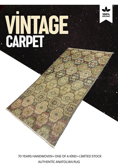 Bohem Stil Vintage Halı Özel Tasarım Renkli Anadolu Koleksiyonu Doğal Halı Çok Renkli