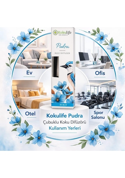 Pudra Koku Çubuklu Oda Kokusu Reed Diffuser 50 Ml Uzun Süre Kalıcı Ev Ofis Salon Yatak Odası Dekoratif Ortam Kokula Abundance Prosperity