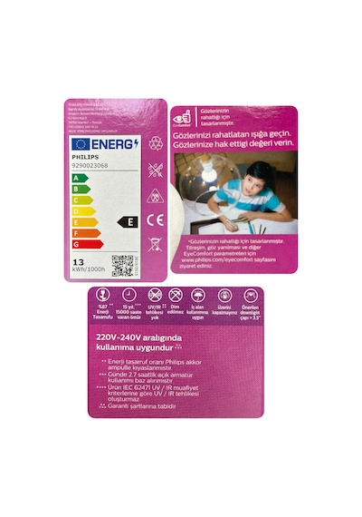 3 Adet Philips 13w Sarı Işık E27 Duylu Kalın Duy Led Ampul