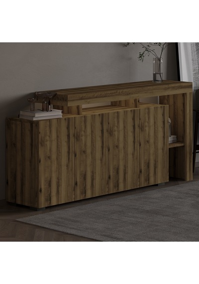 İnarch Dizayn Beliz Led Işıklı Modern Konsol 170 Cm, 4 Kapaklı Ve İç Raflı Depolama, Şık Tasarım Ceviz İnarch Dizayn Beliz Led Işıklı Modern Konsol 170 Cm, 4 Kapaklı Ve İç Raflı Depolama, Şık Tasarım Ceviz