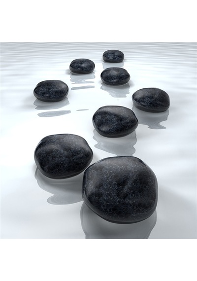 Spa Taşları Ve Kiraz Çiçeği Doğal Taş Bardak Altlığı 4'lü Set - Natural Stone Coasters-174115 Çok Renkli