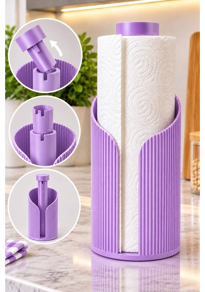 Modern Rulo Peçetelik 3d Tasarım Ürünü Yemek Masası Peçetelik Mor Mor