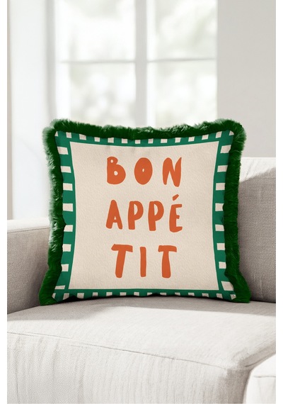 Dekoratif Bon Appetite Yazılı Saçaklı Yastık Kılıfı - Retro Typografi Gri Püsküllü Kırlent Kılıfı Uzak Vadi Mira Dekoratif Bon Appetite Yazılı Saçaklı Yastık Kılıfı - Retro Typografi Gri Püsküllü Kırlent Kılıfı Uzak Vadi Mira