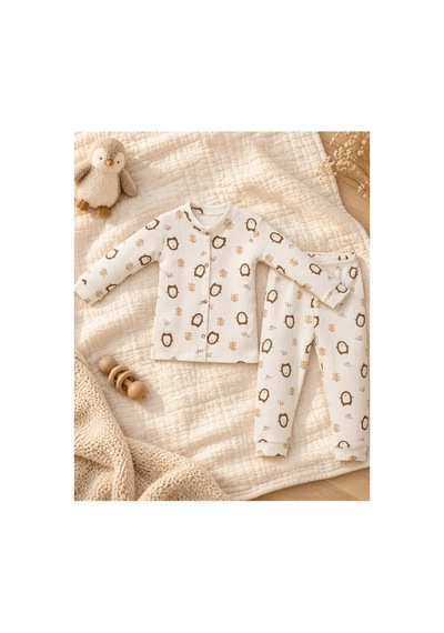 Cerenbebe Kız Çocuk Pijama Takımı Penguen Desenli Beyaz Cerenbebe Kız Çocuk Pijama Takımı Penguen Desenli Beyaz