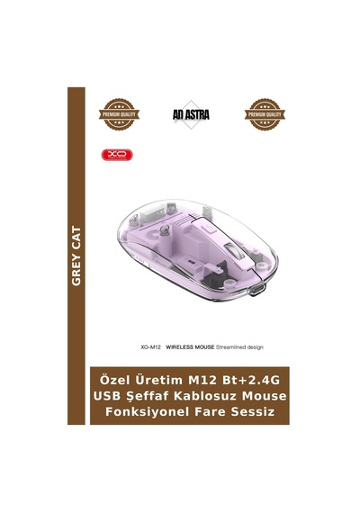 Özel Üretim M12 Bt+2.4g Usb Şeffaf Kablosuz Mouse Fonksiyonel Fare Sessiz