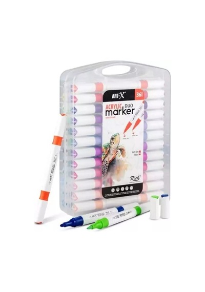 Art-x Acrylic Marker Duo Marker Çift Uçlu Su Bazlı Boyama Kalemi 36 Renk Set