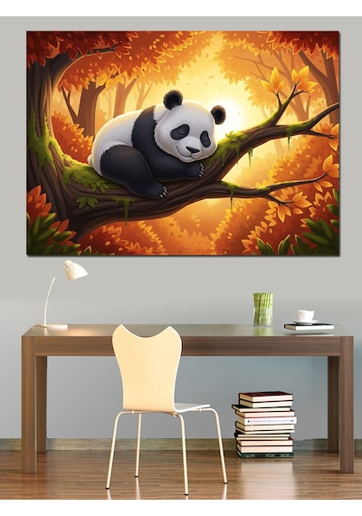 Ağaçta Uyuyan Küçük Panda Dekoratif Kanvas - Mdf Ahşap Tablo