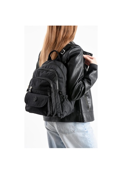 Baginn Kadın Sırt Çantası Günlük Kullanıma Uygun 32 25 Cm Klinkır Kumaş Çok Cepli Hafif Su İtici Kumaş Siyah