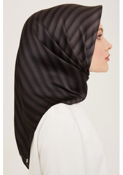 Armine Saf İpek - Twill İpek Eşarp Nostalji Serisi -9150d-88 Siyah