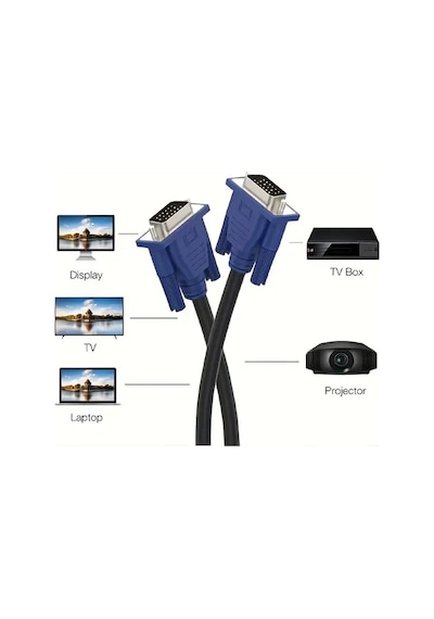 Willowhaven Yüksek Kaliteli 1.5m Vga Kablosu 1080p Full Hd Pc Laptop Monitor Tv Projeksiyon