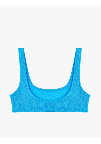 Koton Dokulu Kalın Askılı U Yaka Spor Bikini Üstü Mavi 6sak10216mm