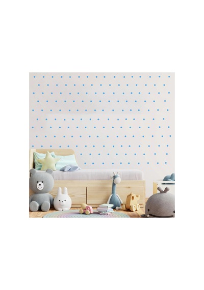 2,5cm Ebadında 240 Adet Yuvarlak - Puantiye Sticker Bebe Mavi