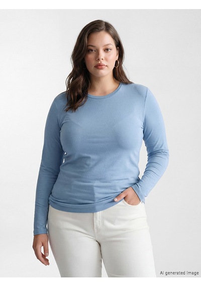 Lcwaıkıkı Basic Mavi Bisiklet Yaka Soft Touch Kadın Body