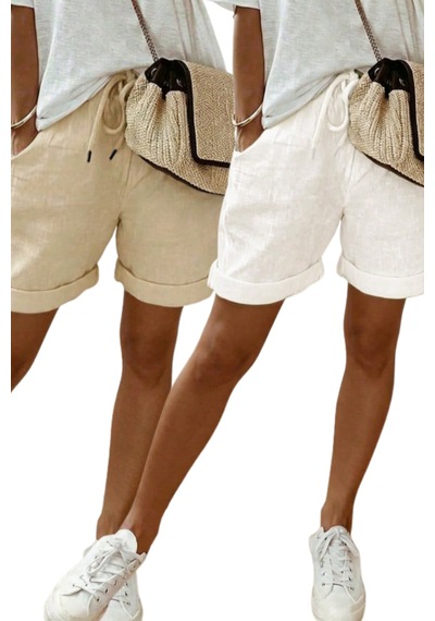 Cool Tarz Kadın 2li Set Bej Beyaz Beli Lastikli Cepli Rahat Kesim Yazlık Şort Bej - Beyaz Bej - Beyaz Cool Tarz Kadın 2li Set Bej Beyaz Beli Lastikli Cepli Rahat Kesim Yazlık Şort Bej - Beyaz Bej - Beyaz
