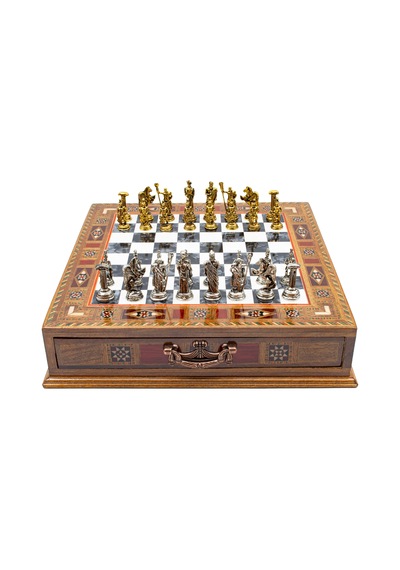 Saklamalı - 822 - Satranç Roma Oymalı Sc38s - 32cm, Siyah Tahta - Concepta - - Sc32s