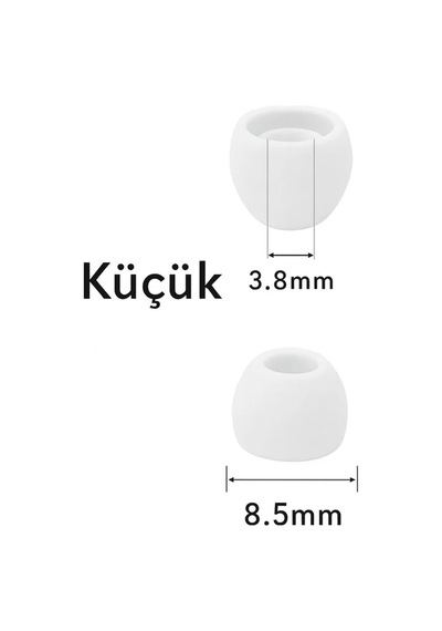 1 Çift 2 Adet Kulaklık Silikonu Samsung Uyumlu Küçük 8.5mm Beyaz