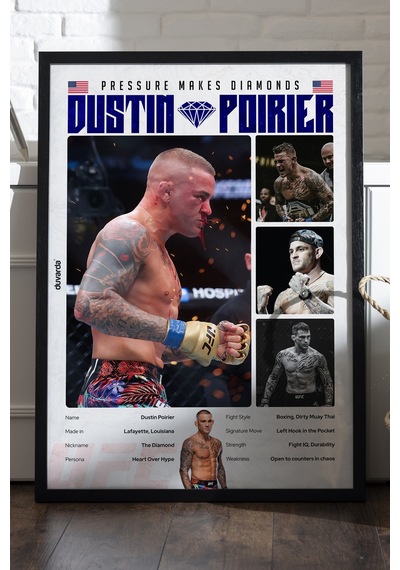 Dustin Poirier Ufc Siyah Ahşap Çerçeveli Poster, Dekoratif Dövüş Duvar Tablosu