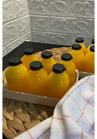 Rotanev 12 Adet Siyah Plastik Sızdırmaz Kapaklı Cam 50 ml Mini Shot Ginger Detox Şişe Kolonya Koku Süs Şişe