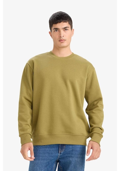 Defacto Relax Fit Bisiklet Yaka Kalın İçi Yumuşak Tüylü Basic Düz Sweatshirt T5139az25aukh256 Haki-kh256