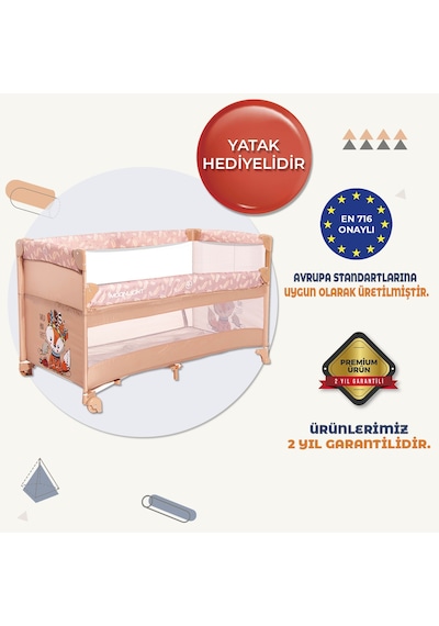 Lorelli Up And Down 60x120 Bebek Anne Yanı Oyun Parkı Yatak Beşik Yatak Hediye