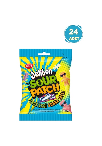 Kent Jelibon Sour Patch Tropikal Meyve Aromalı Yumuşak Şekerleme 24 x 80 G