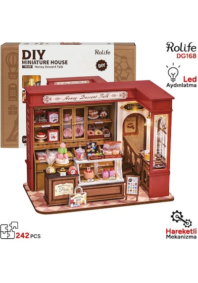 Rolife Dg168 Tatlı Dükkanı Honey Dessert Talk Dıy Minyatür Maket Model Seti Mini Dollhouse 3d Model Kit Detaylı Dekoratif Hobi Seti 3d Puzzle Tiny House