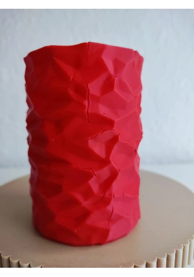 3d Baskı Buruşuk Kağıt Görünümlü Kalemlik Modern Masaüstü Organizer Dokulu Kalem Tutucu 10 Cm - Kırmızı Çok Renkli