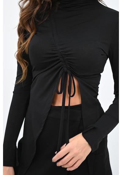 Koza Butik Kadın Önü Büzgü Detaylı Crop Bluz 1867-25 Çok Renkli