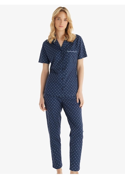 Blackspade Kadın Kısa Kol Önden Düğmeli Lacivert Pijama Takımı C9t3n8o15 lacivert