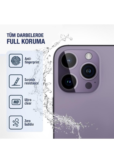 Apple Uyumlu iPhone 14 Pro/14 Pro Max Gümüş Metal Kamera Lens Koruyucu