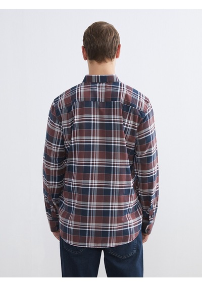Lcwaıkıkı Classic Bordo Regular Fit Ekose Gabardin Erkek Gömlek