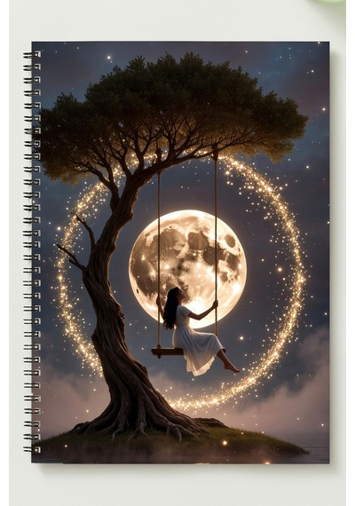 Ay Işığı Salıncağı A5 Metal Spiralli Çizgisiz Karton Kapak Ay Işığı Salıncağı Defter Çok Renkli